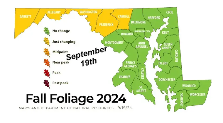 September 20 Fall Foliage Maryland Map