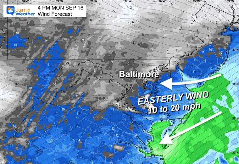 September 16 weather wind forecast Monday afternoon