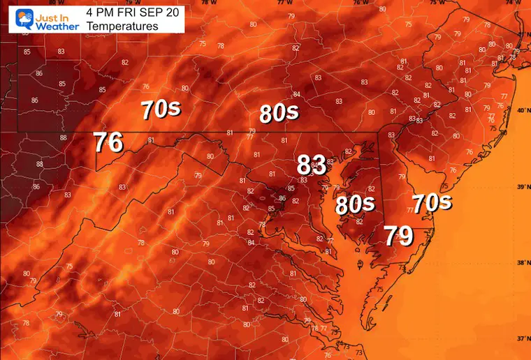 September 20 weather temperatures Friday afternoon 