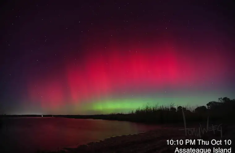 Aurora Norther Lights October 10 Assateague Maryland