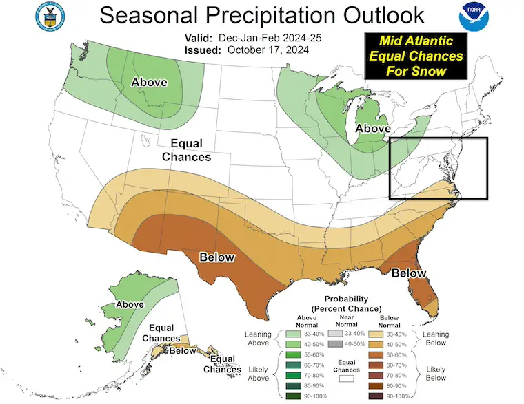 NOAA Winter Outlook 2025 rain and snow