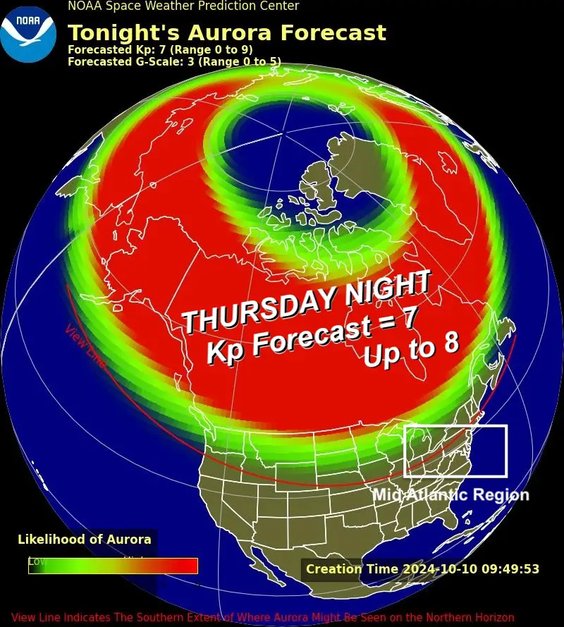 October 10 Aurora Forecast Thursday