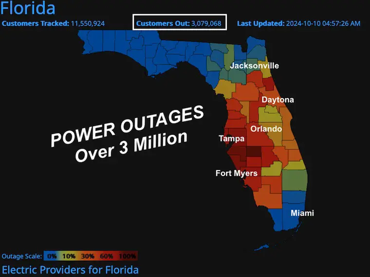 October 10 Hurricane Milton Power Outages