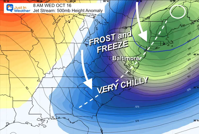 October 11 weather cold jet freeze Wednesday