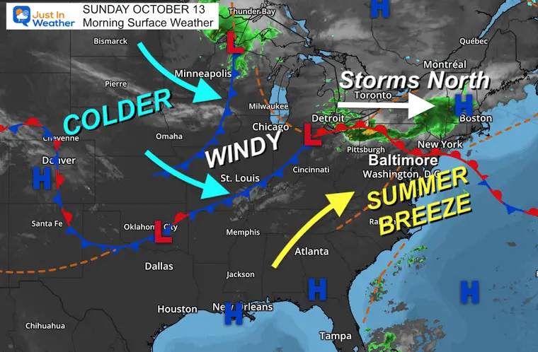 October 13 weather Sunday morning