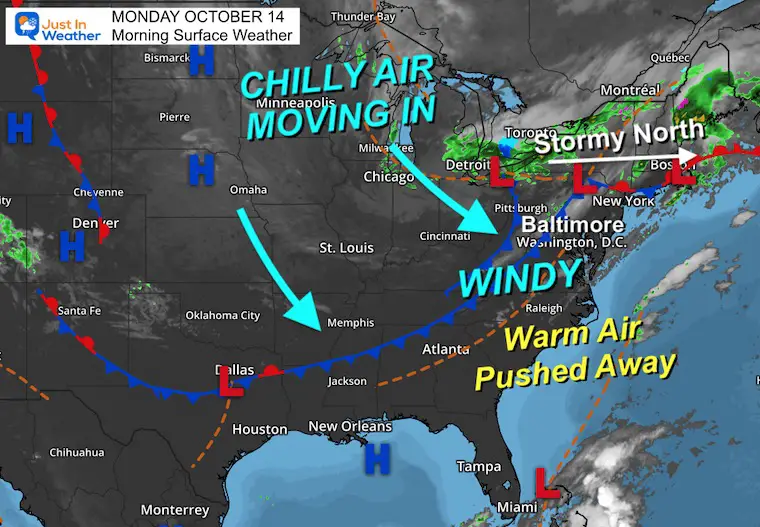 October 14 weather Monday morning