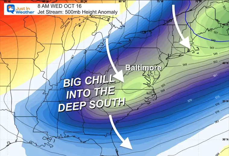 October 14 jet steam weather forecast Wednesday 