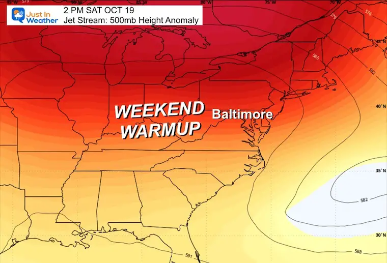 October 14 jet steam weather forecast Saturday