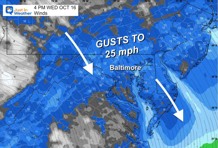 October 16 weather wind Wednesday afternoon