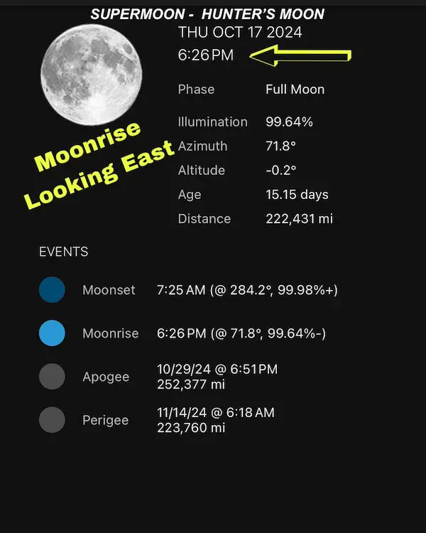 October 17 moonrise time