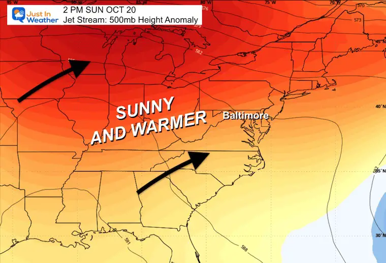 October 17 weather jet stream Sunday