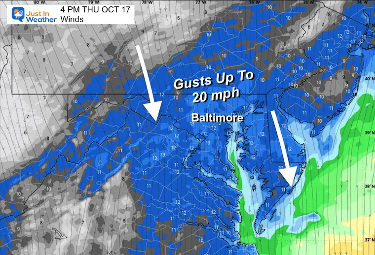 October 17 weather winds Thursday afternoon