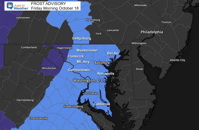 October 18 weather Frost Advisory Friday