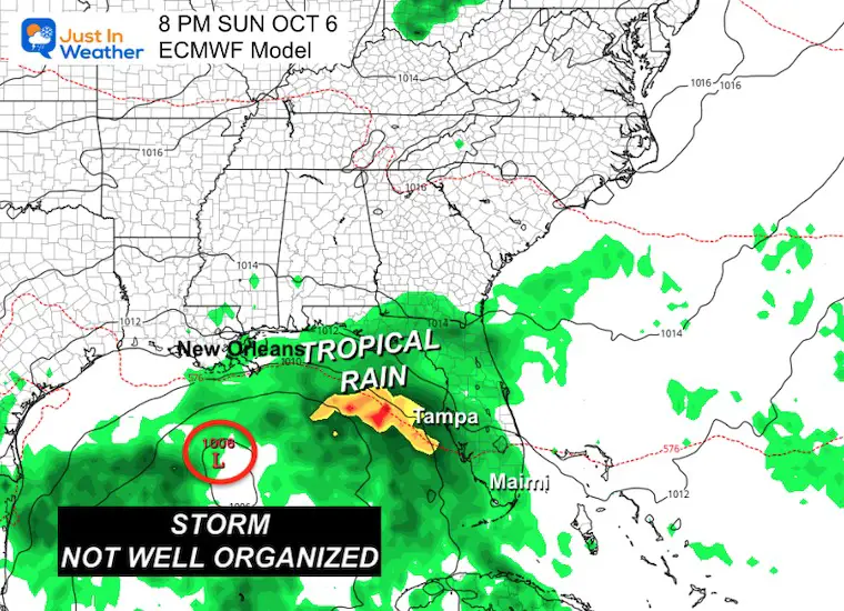 October 2 tropical weather storm forecast ECMWF Sunday