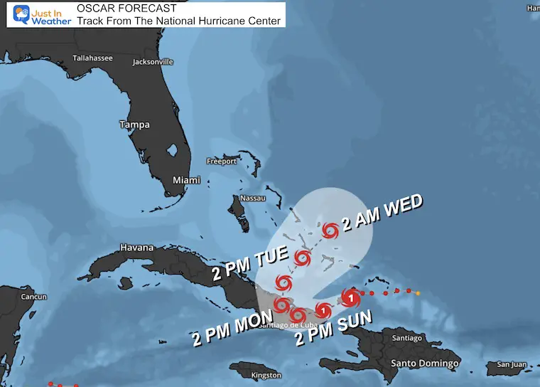 October 20 Hurricane Oscar forecast track