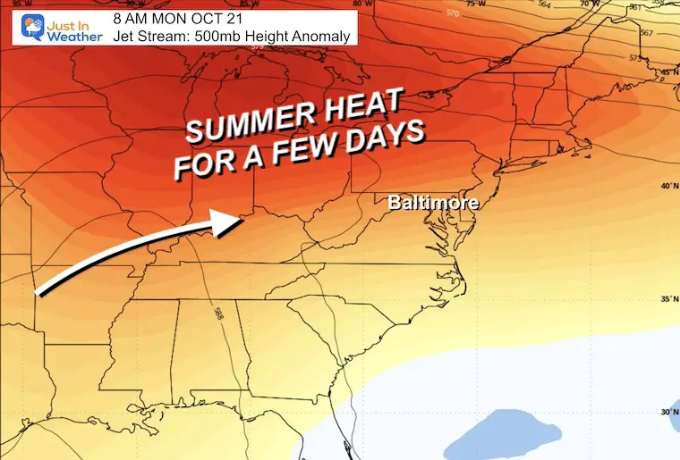 October 20 weather forecast just stream warm Monday