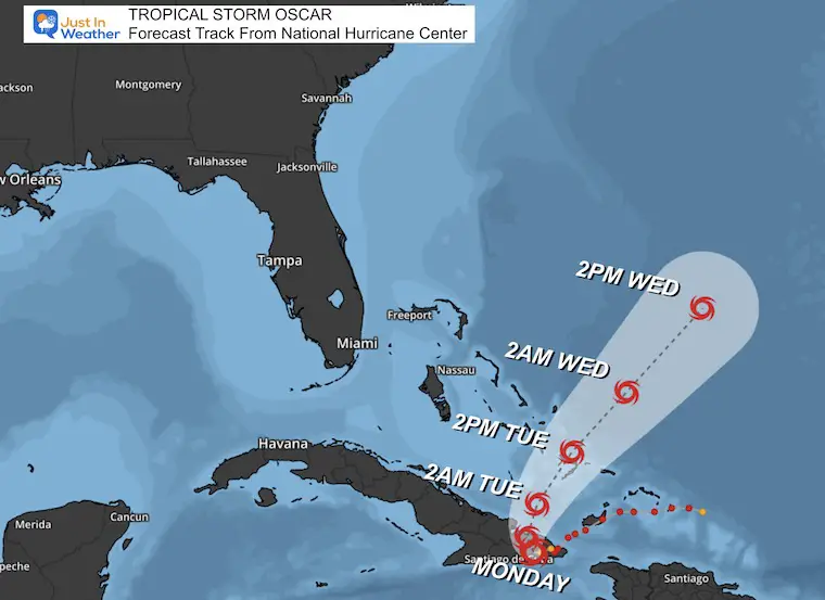 October 21 weather Tropical Storm Oscar Forecast Track National Hurricane Center