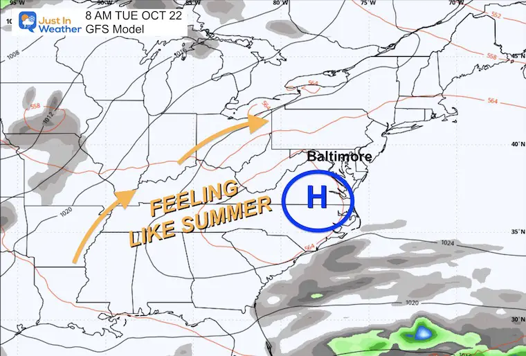 October 21 weather forecast Tuesday