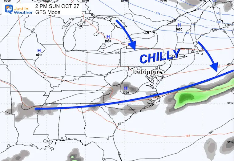 October 22 weather forecast Sunday