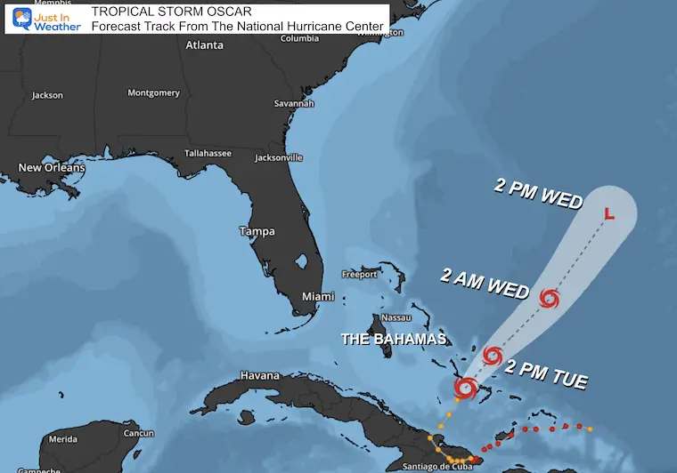 October 22 weather tropical storm Oscar forecast