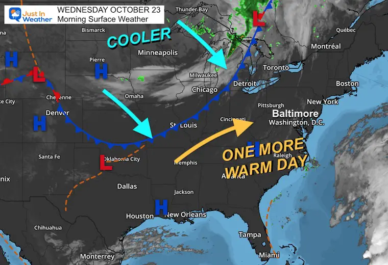 October 23 weather Wednesday morning