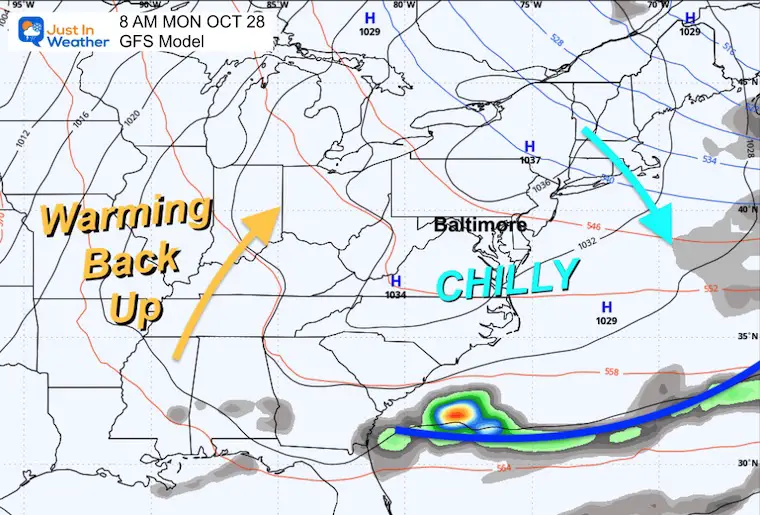 October 23 weather forecast Monday