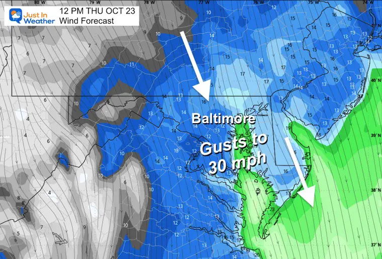 October 23 weather forecast wind Thursday