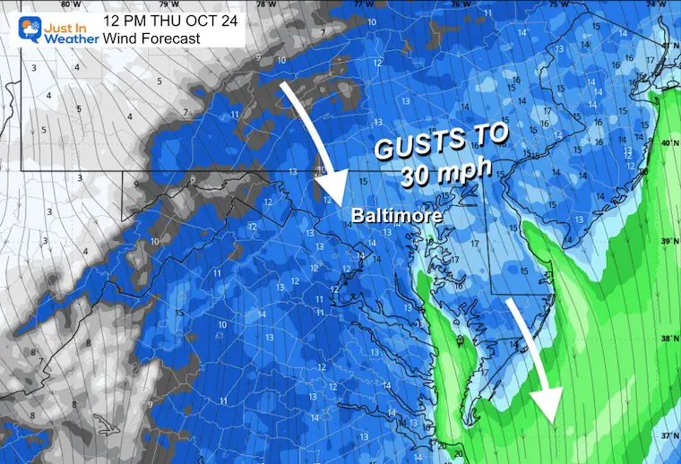 October 24 wind forecast afternoon