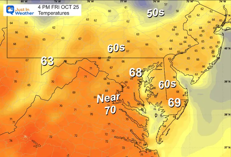 October 24th weather temperatures Thursday afternoon