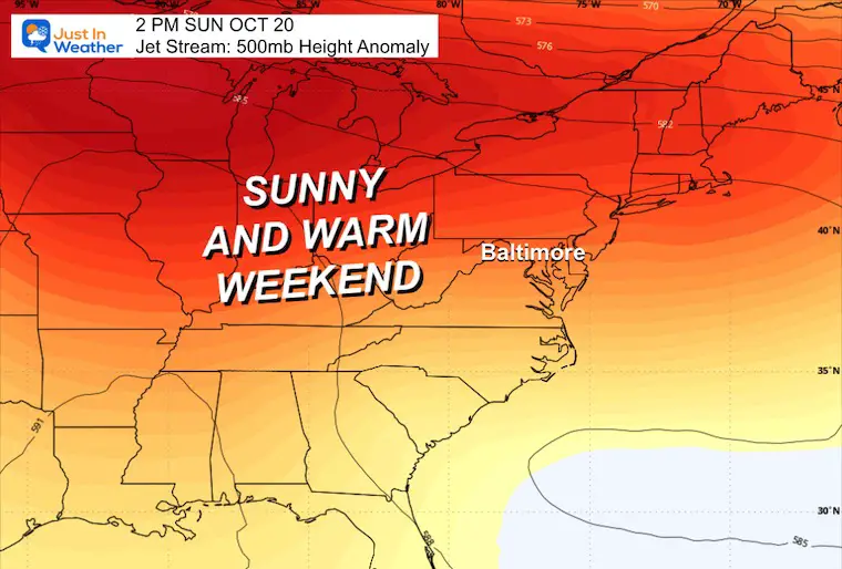 October 15 weather jet stream warm weekend