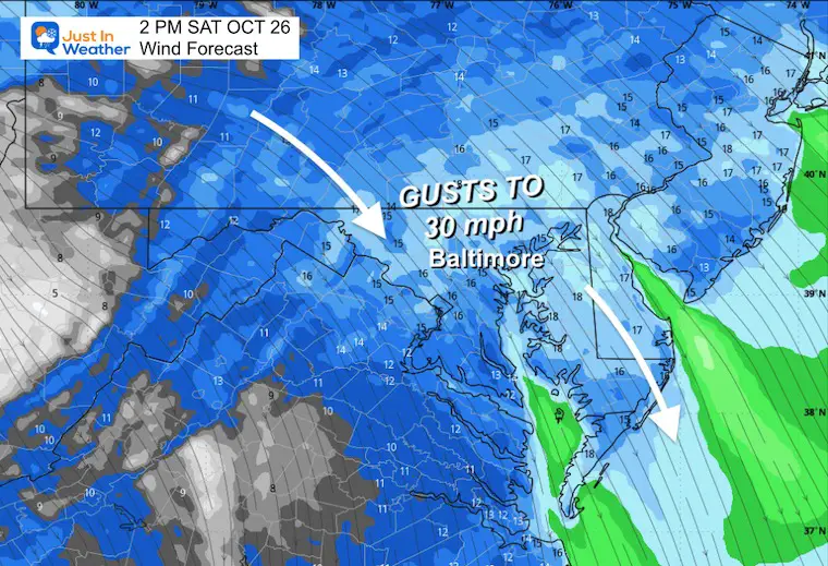 October 25 weather winds Saturday afternoon