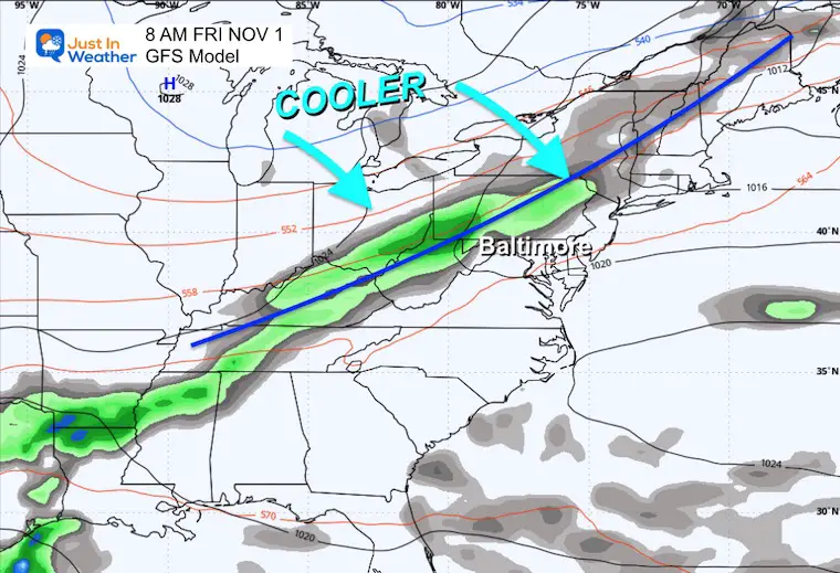 October 27 weather forecast Friday colder