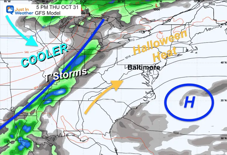 October 29 weather forecast Halloween