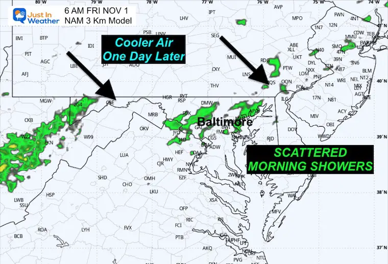 October 30 radar forecast Friday morning