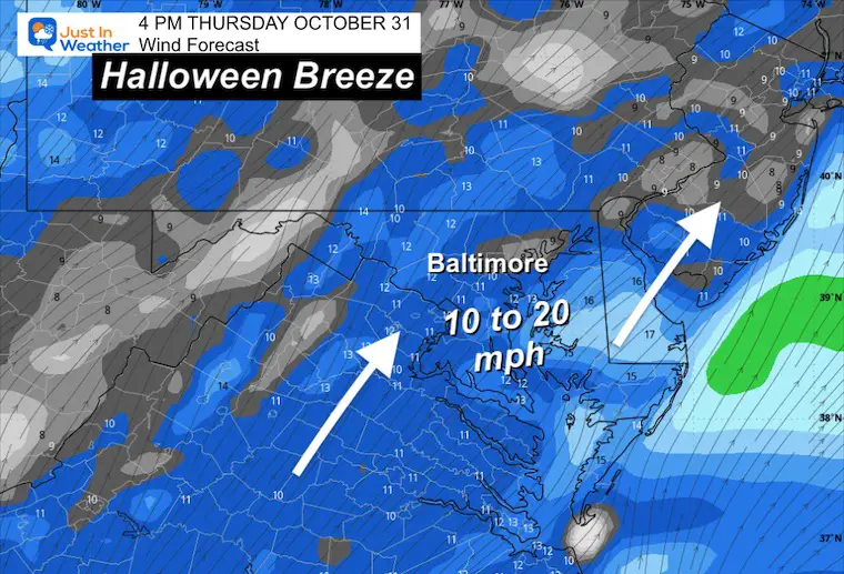 October 30 weather temperatures Halloween Thursday morning