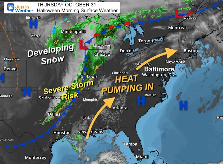  October 31 weather Halloween Thursday morning