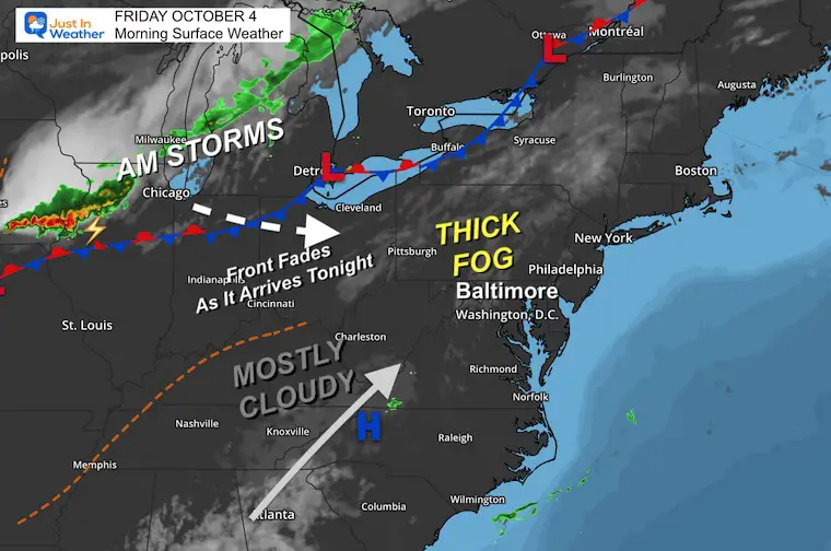 October 4 weather Friday morning map