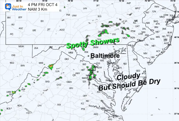 October 4 weather forecast rain Friday afternoon