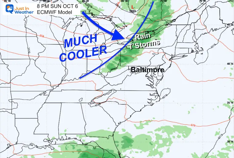 October 5 weather forecast rain Sunday night