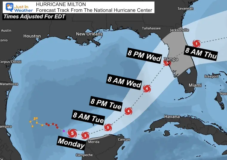 October 7 updated Hurricane Milton forecast track