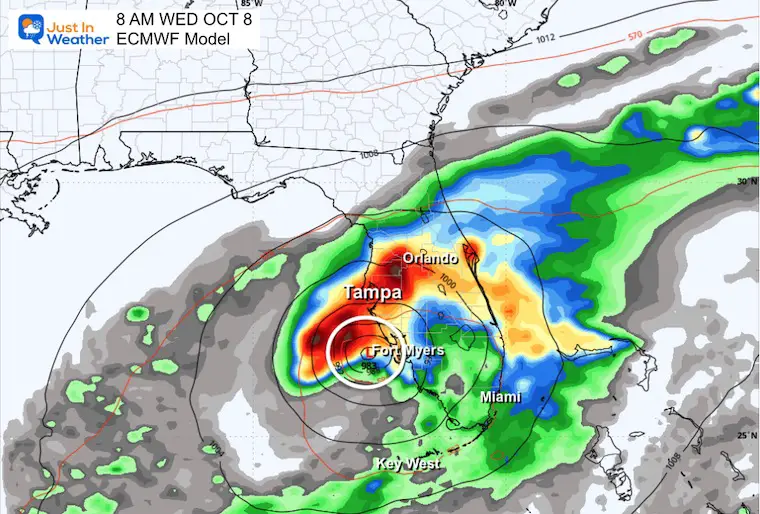 October 5 weather forecast tropical storm Wednesday ECMWF