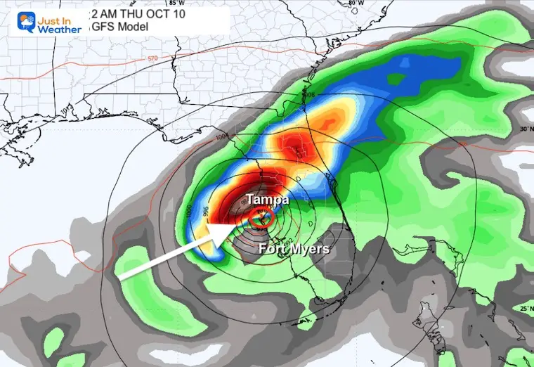 October 9 Hurricane Milton forecast landfall GFS