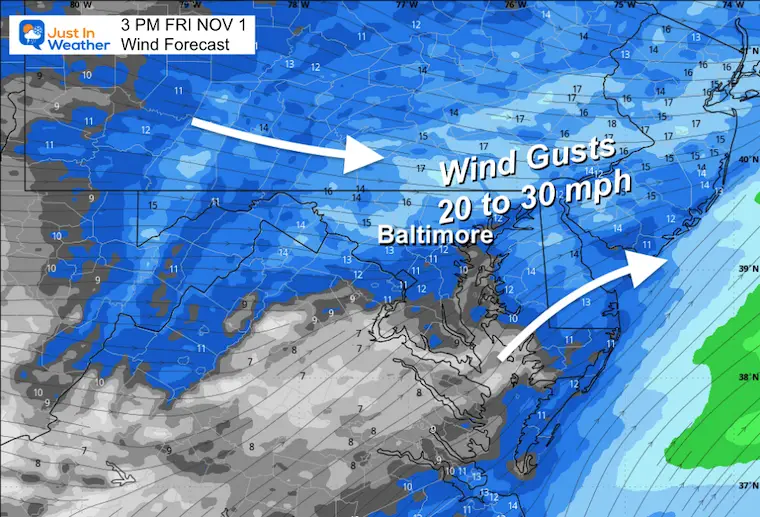 November 1 weather wind forecast Friday afternoon