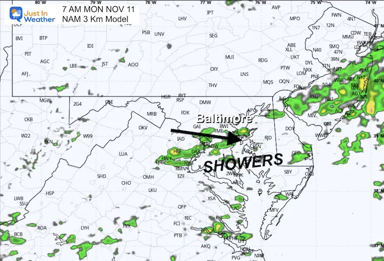 November 10 weather rain radar Monday morning