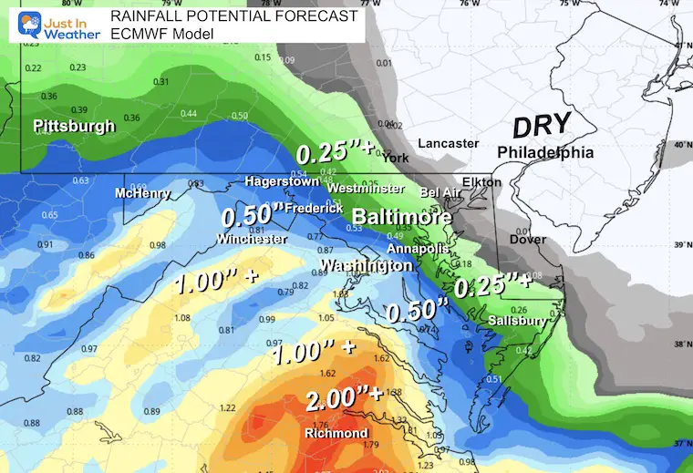 November 13 weather rain forecast totals ECMWF