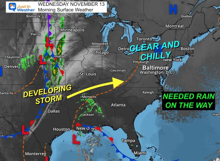 Weather for November 13th: Cold day and necessary rain for tomorrow, plus a new tropical storm is expected