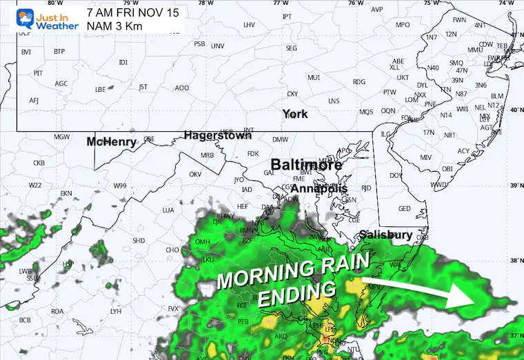 November 13th weather report rain forecast Friday morning