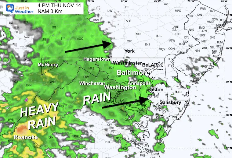 November 13 weather rain forecast radar Thursday afternoon