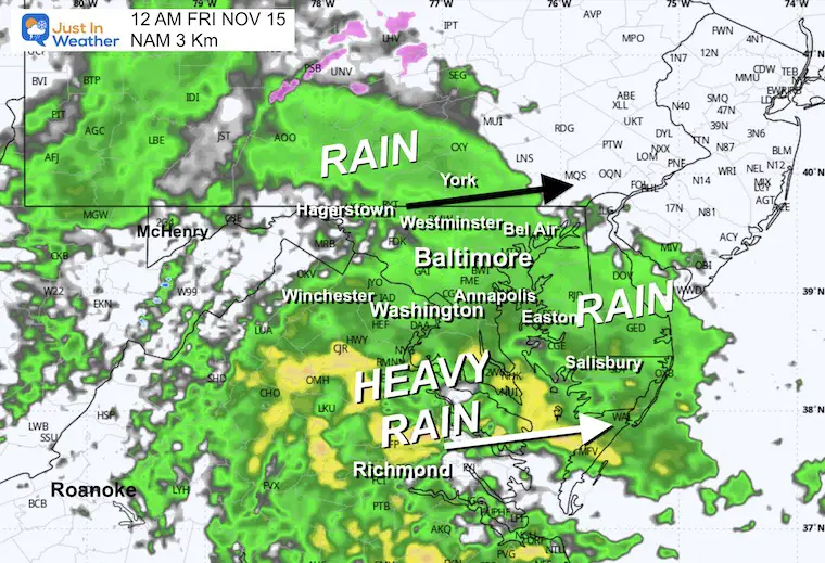 November 13 weather rain forecast radar Thursday midnight