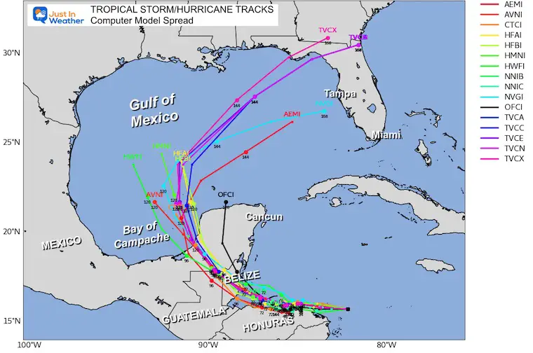 November 14 Tropical Storm Sara Forecast Tracks Computer Models